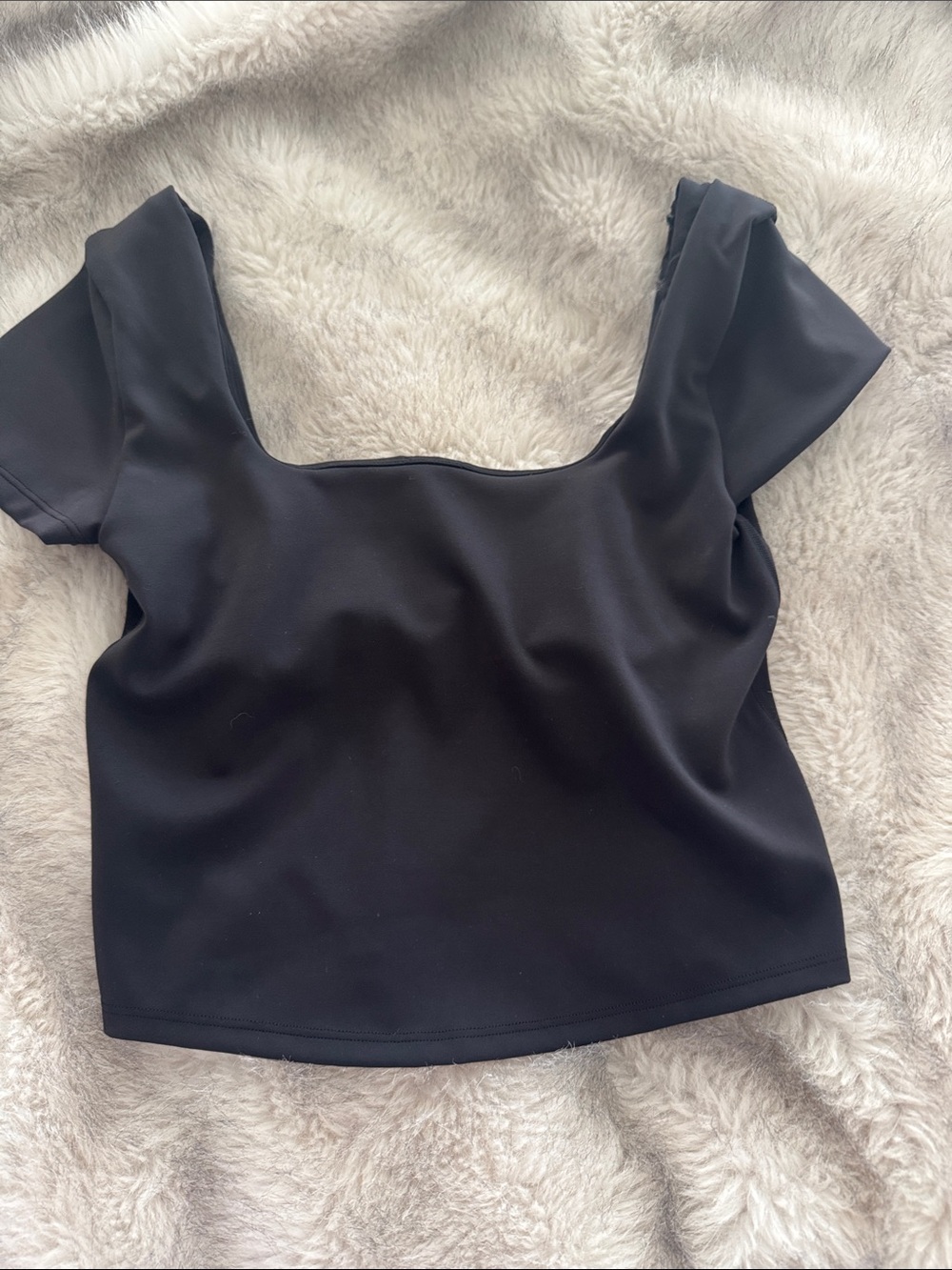 Lululemon wunderunder smooth cover Black Square Neck Women's Top 4